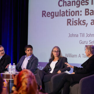 male and female panelists speaking