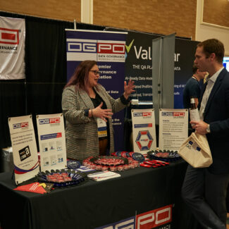 attendee viewing a booth