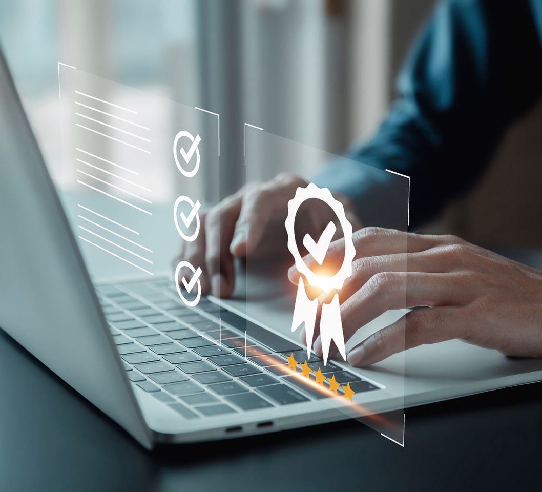 Man typing on laptop